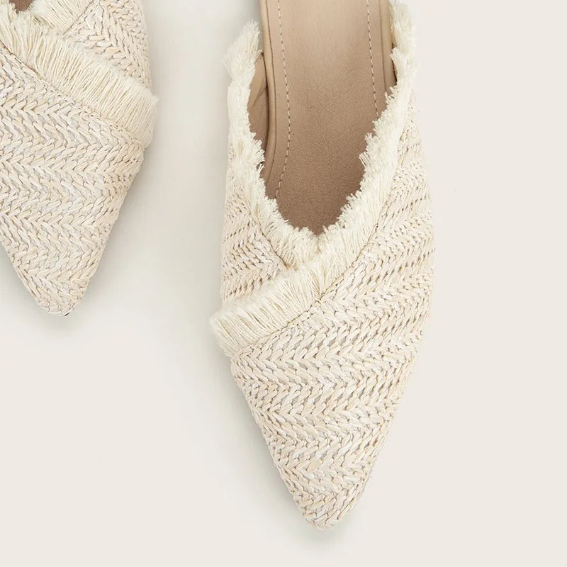 Fretwork Heels Shoes Ladies' Slippers Luxury Slides Cover Toe Slipers Women Female Mule Flat Summer Designer Soft 2024 Mules Cas