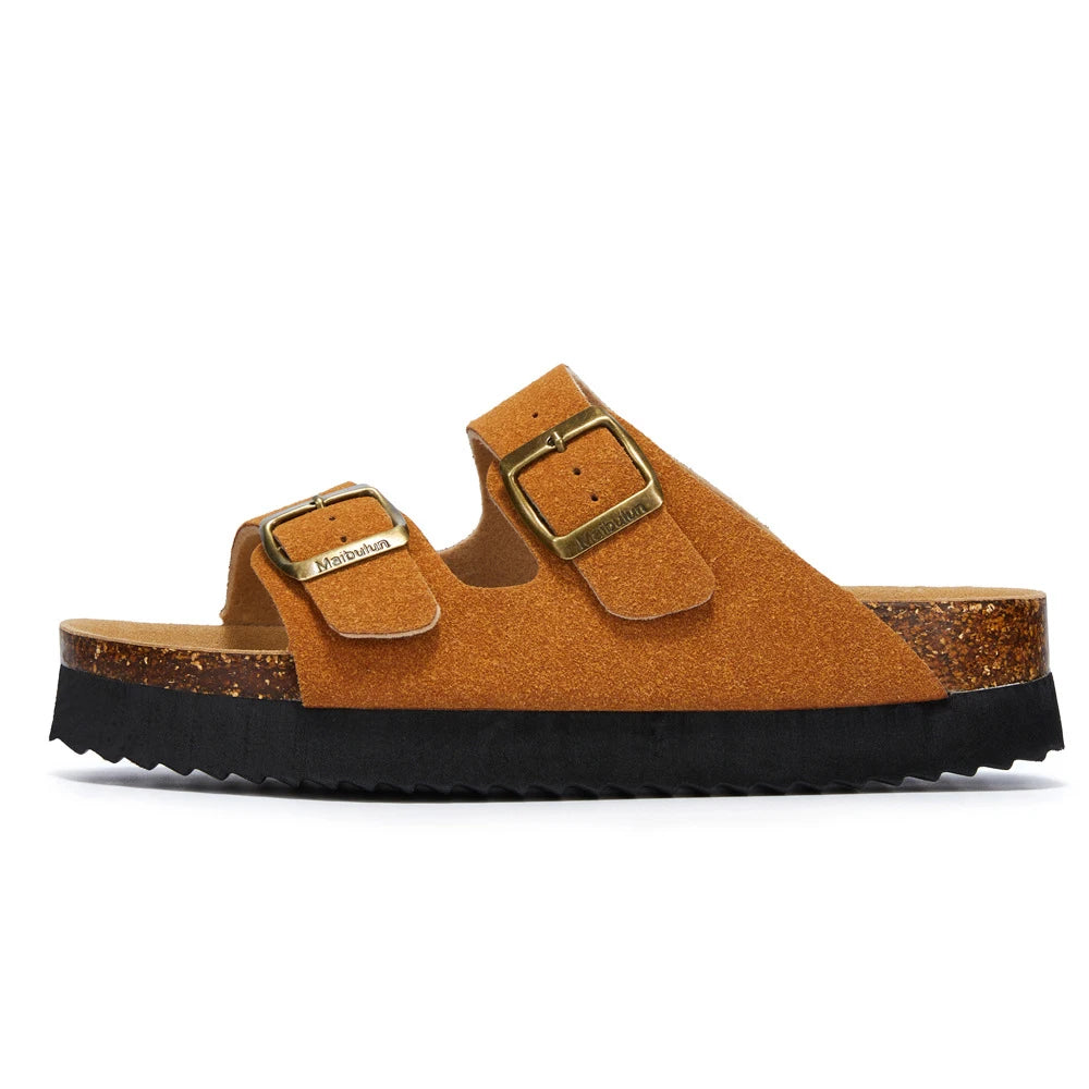 Slippers Woman Double Buckle Casual 4cm Thick Bottom Classic Brand Women Slippers