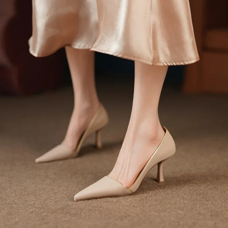 NEW Spring Women Shoes Pointed Toe Thin Heel Women Pumps Split Leather hoes for Women Elegant Women's Stiletto zapatos de mujer