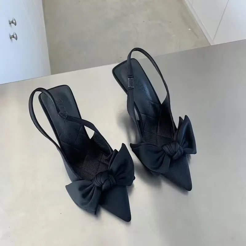 Sexy Butterfly Women's Shoes Bowknot Pumps Bow Pointed Toe High Heel Elegant Sandals Shallow Mouth Stiletto 2023 Ankle Stape
