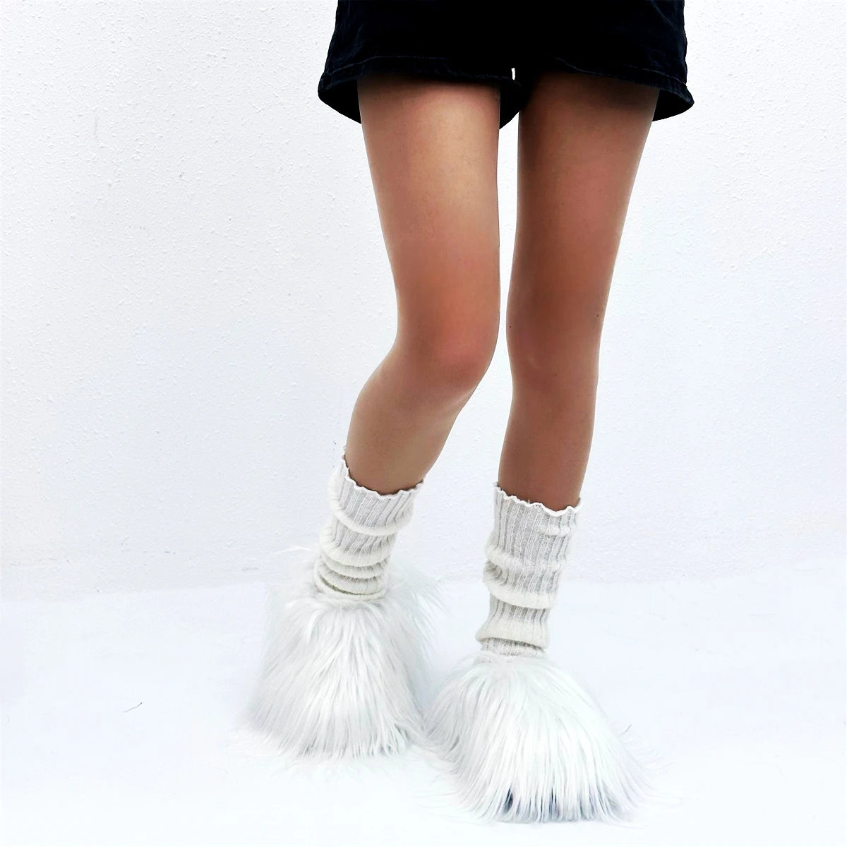 Luxury Fur Slippers Women's Round Toe Fur Slippers Women's Shoes Women's Thick Sole Half Slippers