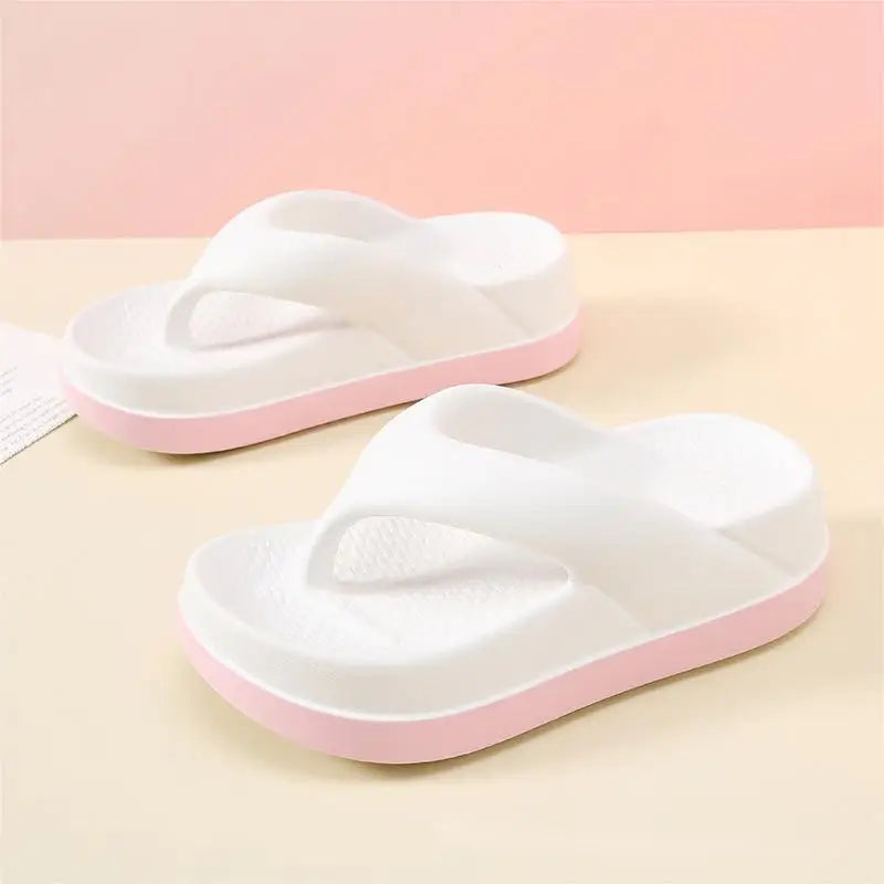 Women Fashion Flip Flops Thick Sole Wedge Heels Sandals Girls Outdoor Slides Non-Slip Homes Slippers