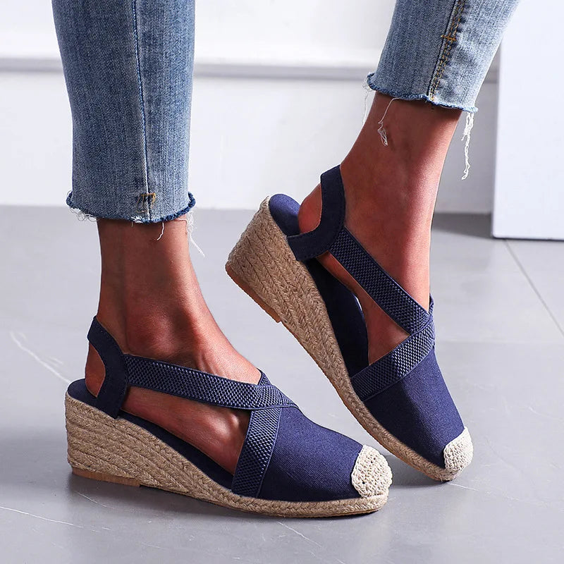 Summer Women's Sandals 2024 Straw braided Wedge Heels Espadrille Sandals Big Size Female Shoes Female Gladiator Slingback Shoes