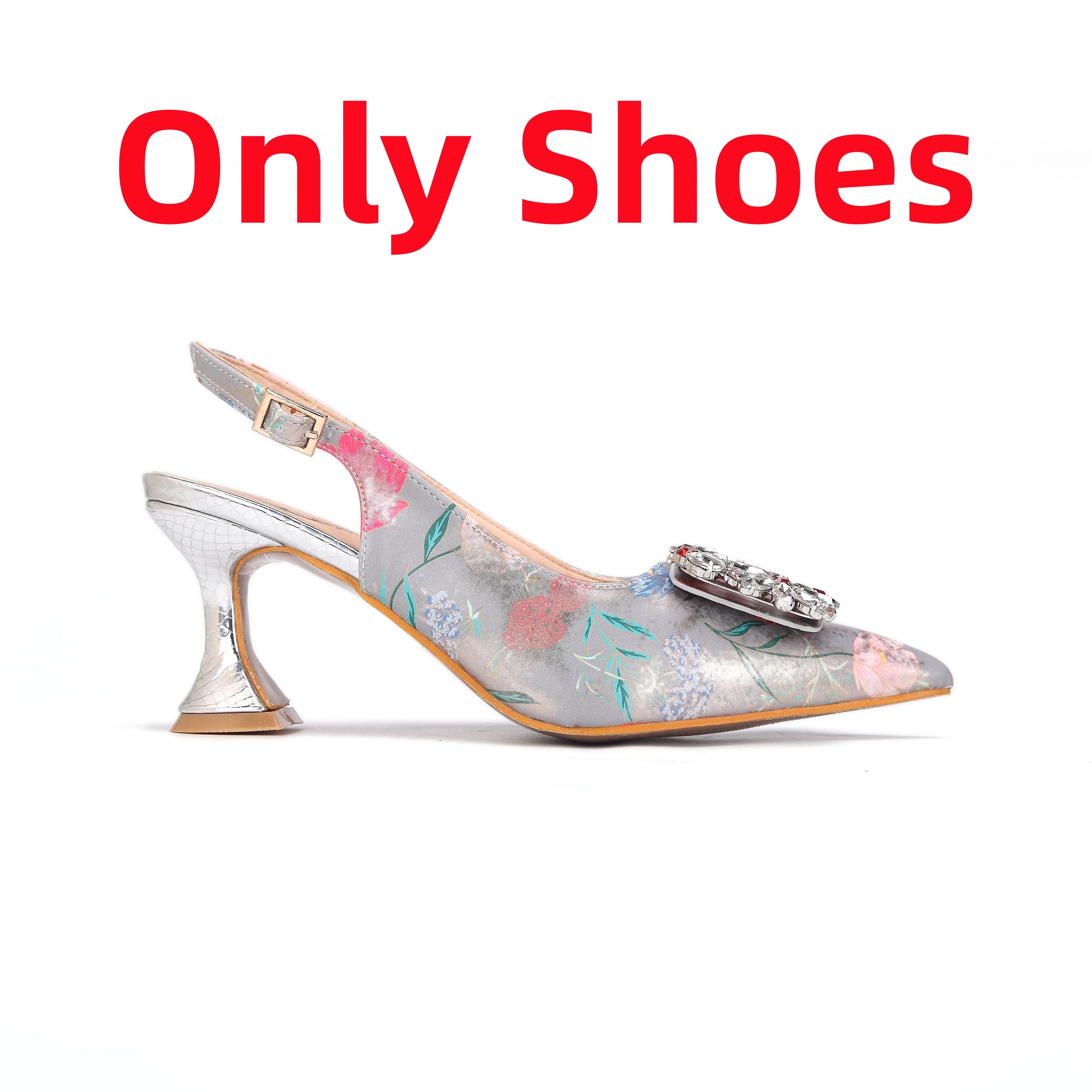 2024 Italian Design Girly Style Coffee Color Pointed Toe Wedding Shoes And Bag Full Diamond Decoration Metal Closure Bag