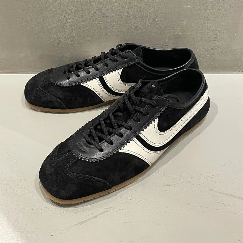 Forrest Gump Shoes Women 2025 four-season genuine leather women's sneakers flat casual retro German training shoes