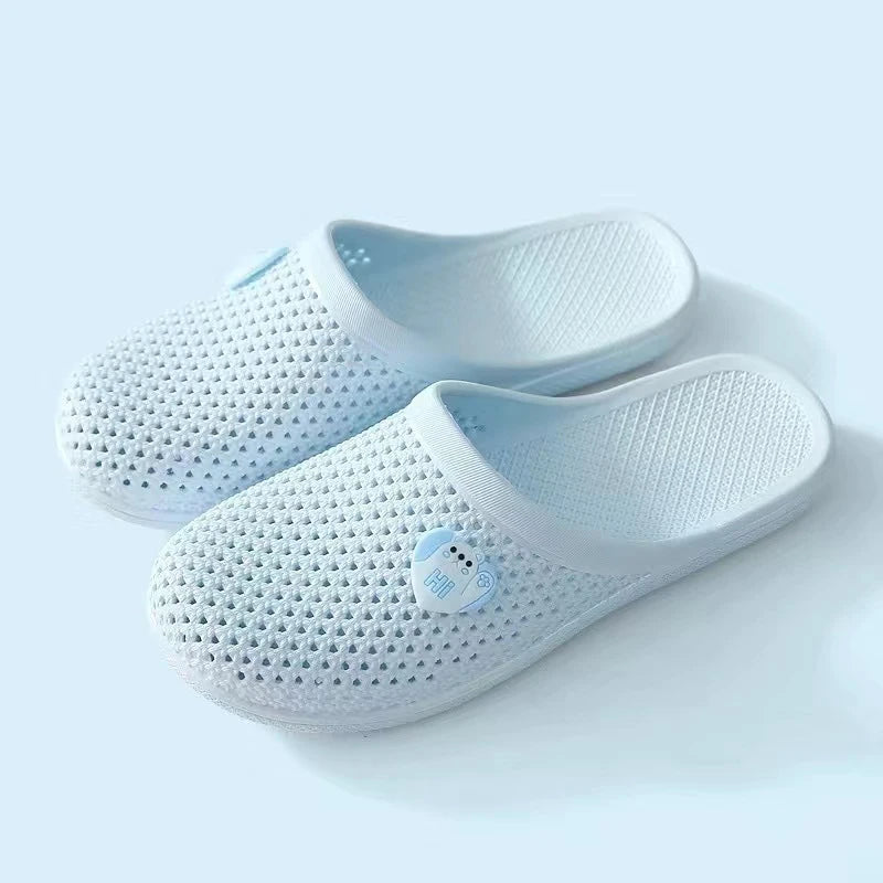 Fashionable Candy Color Hollow Toe Flat Non-Slip Waterproof Casual Slippers