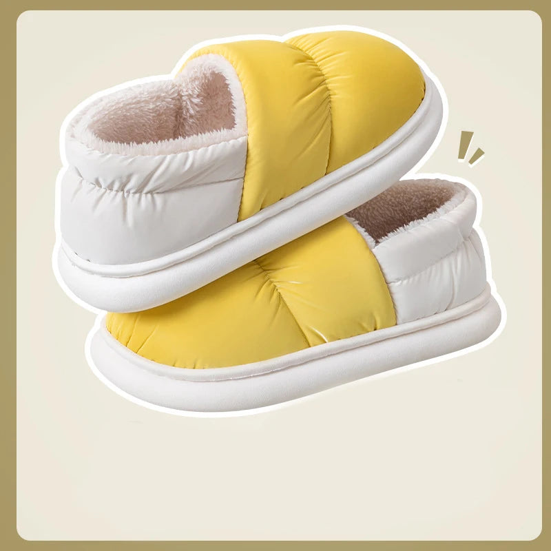 Cotton slippers for women in autumn and winter with added velvet for indoor home insulation and thick soled confinement shoes