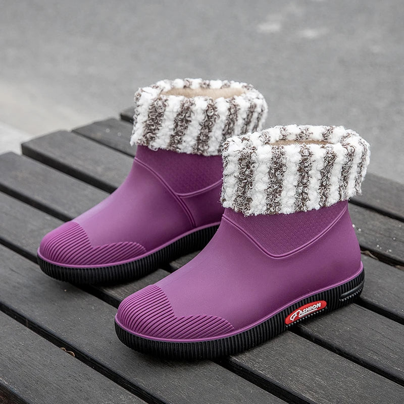 2023 new rain boots for women, outdoor fashionable rain boots, winter cotton warm outdoor non-slip waterproof rubber shoes for w
