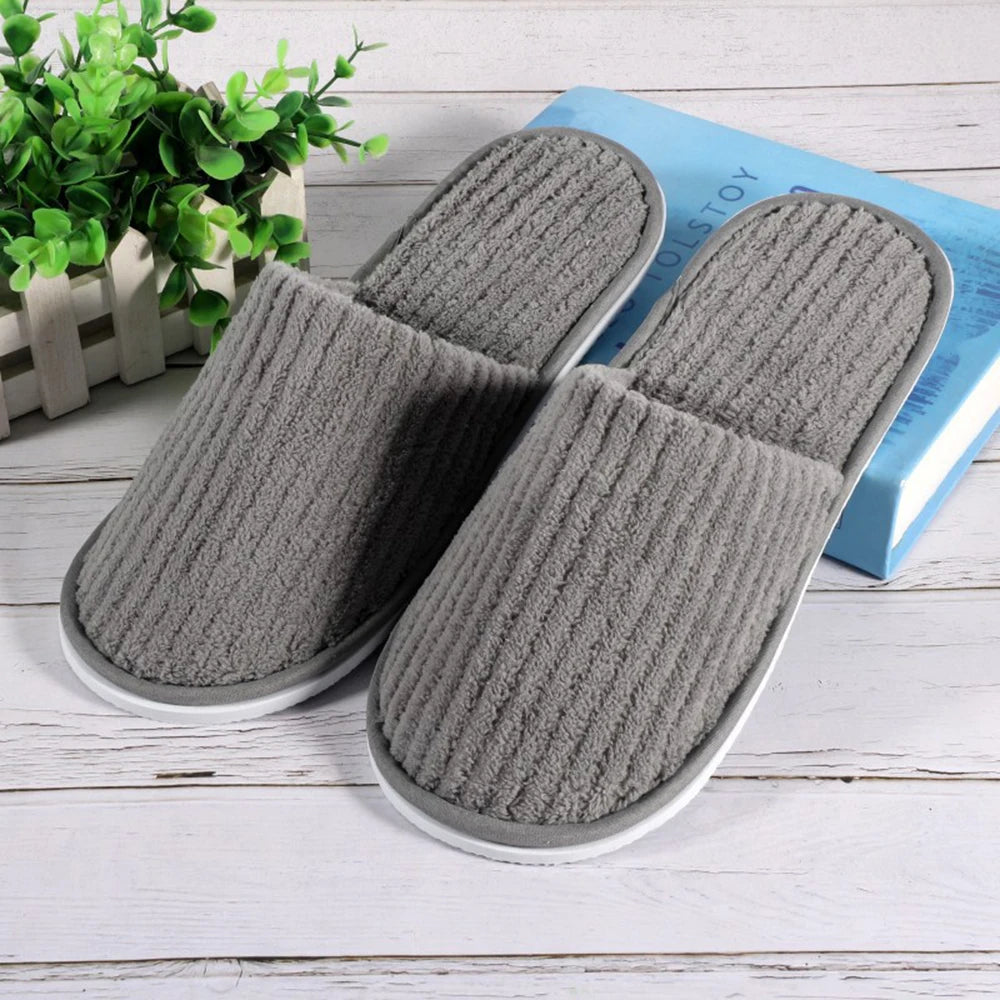 Coral Fleece Cheap Hotel Slippers Travel SPA Slipper Non-slip Soft Home Guest Shoes All-inclusive Slippers Solid Color Slippers