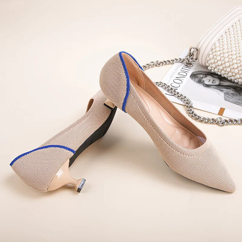 Women's high heels shoes 2025 new spring / autumn / fashion beautiful breathable sweat absorbing comfortable shallow mouth p