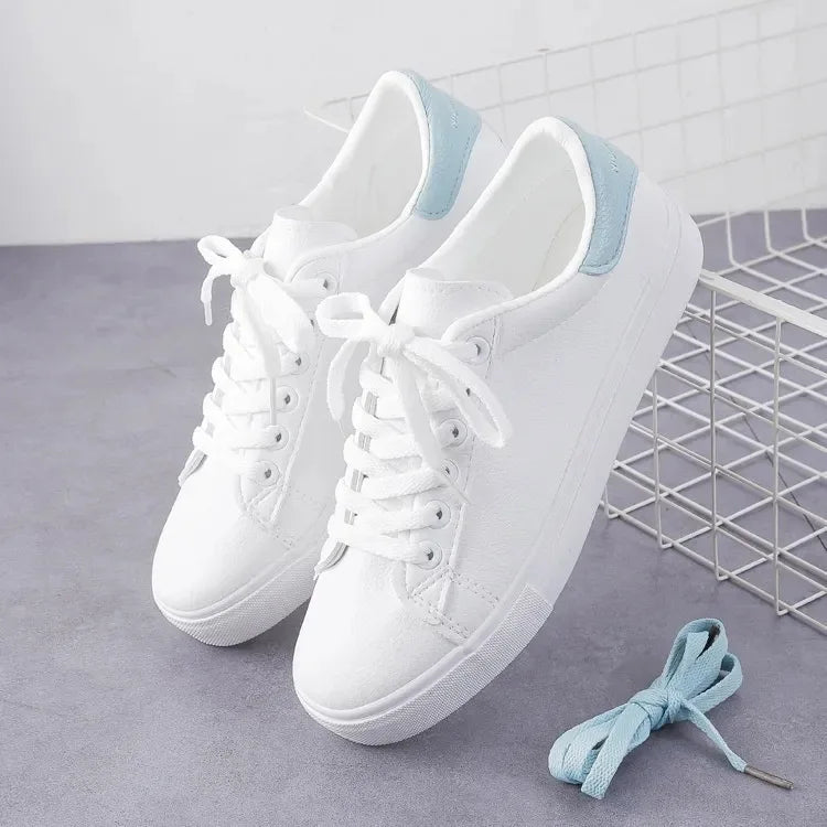 2024 New Women Sneakers Fashion Breathble Vulcanized Shoes Pu Leather Platform Shoes White Lace Up Casual Shoes Zapatos Mujer