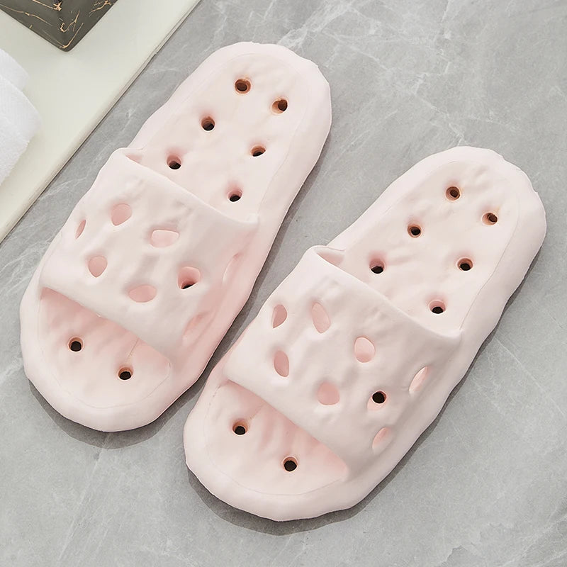 Hollow Out Bathroom Slippers Women Hole Quick Drying Anti Slip Shower Slides Woman Summer Super Light Soft EVA Home Slippers