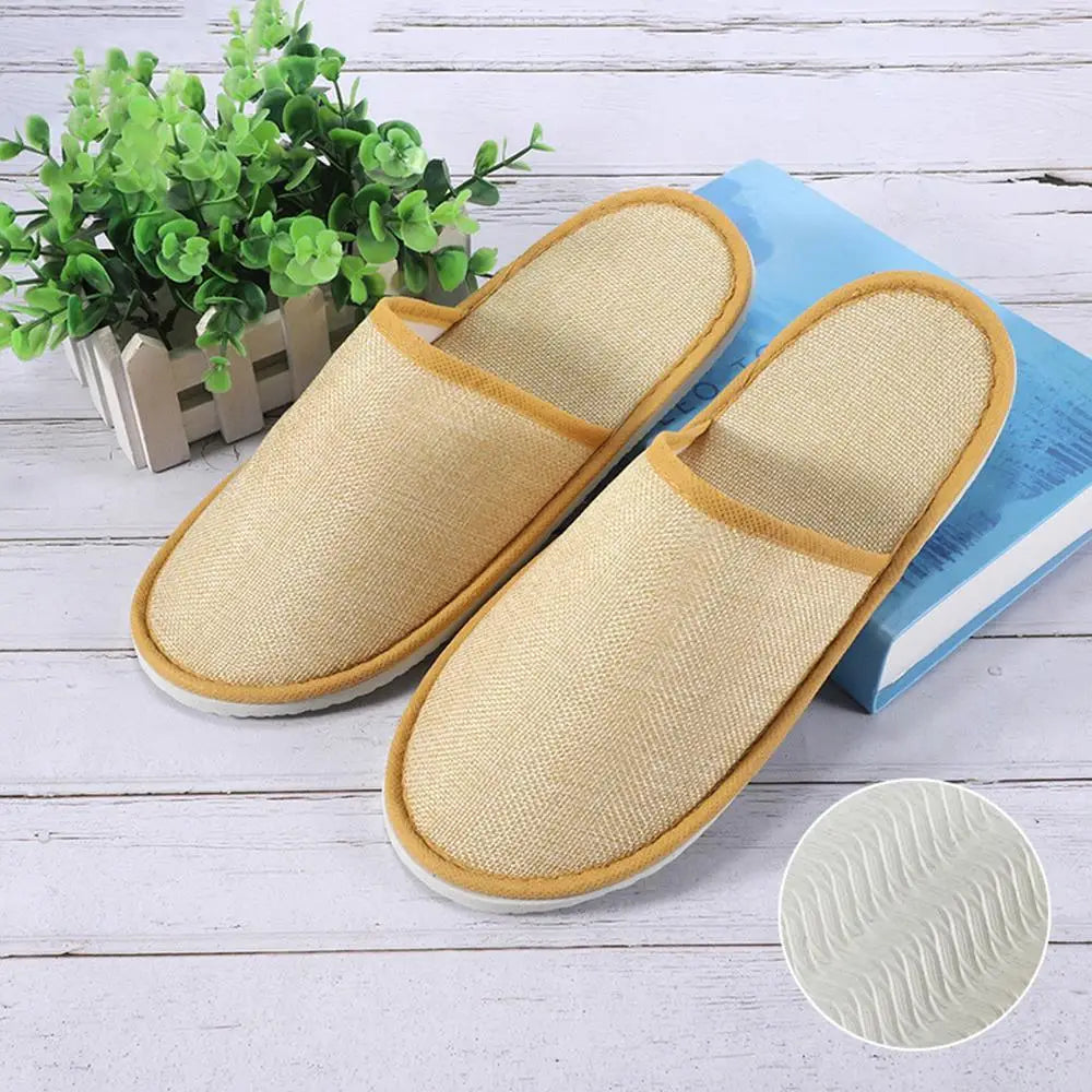 1Pair Travel Spa Hotel Non-slip Slippers Men Women Cotton Linen Flip Flop Shoes Slippers Full/Half Inclusive Guest Slippers Shoe