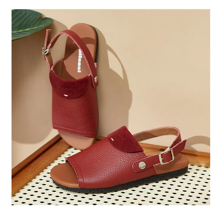 Careaymade-Spring Head layer cowhide shoes,Pure handmade flat Wipe color shoes,Women the retro art mori girl Retro Sandals