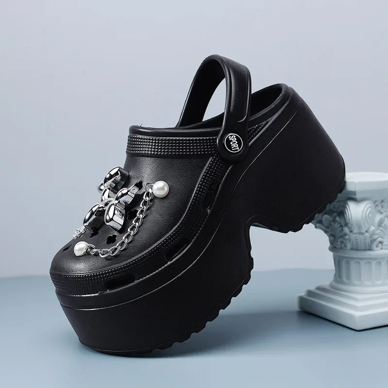 Platform slippers Ladies summer new height raising shoes Ladies wear personalized fashion Eva beach shoes DIY Cloud Sandals 2025