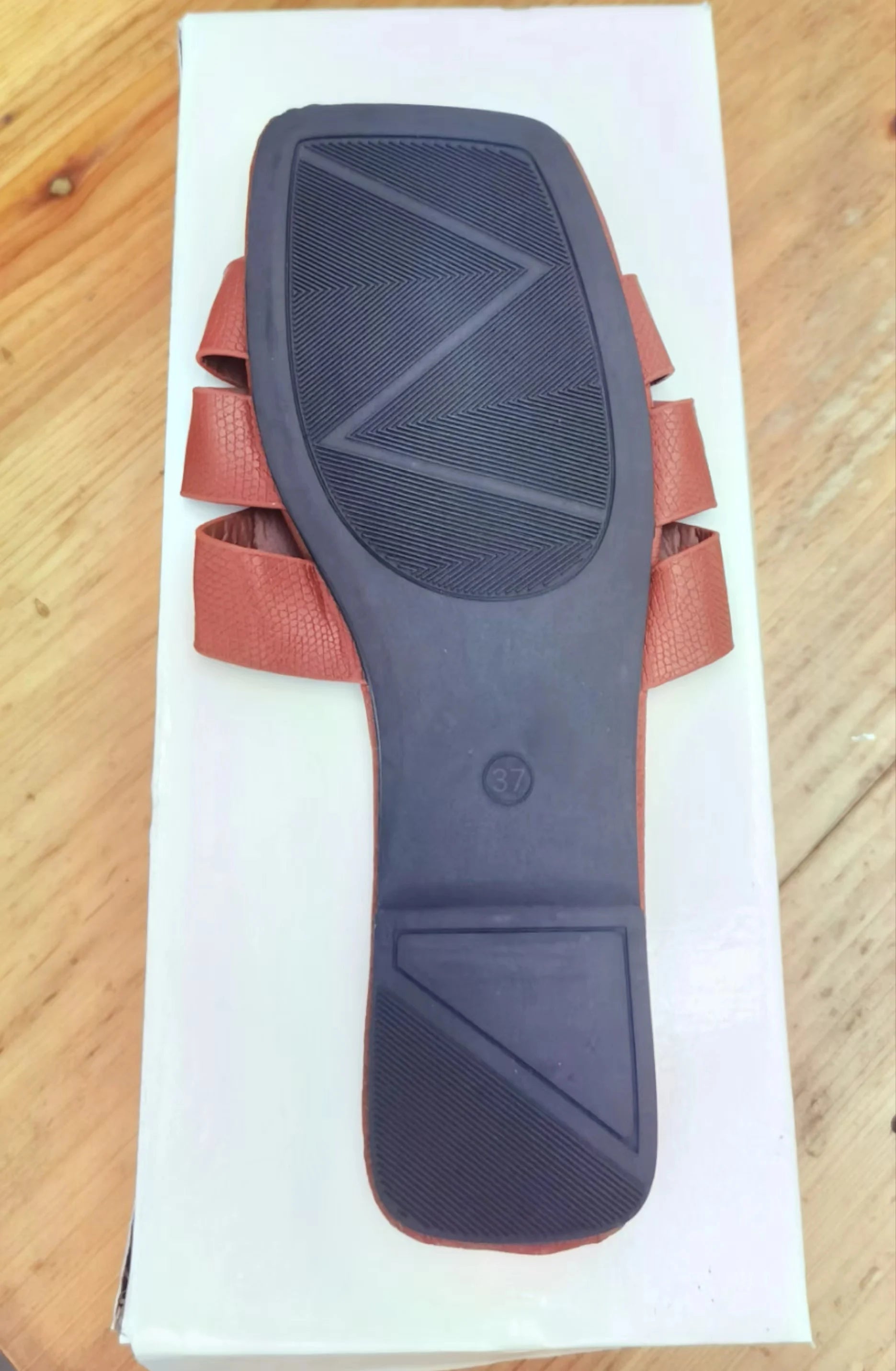 Brown Leather Ladies' Slippers with Exposed Heels Flat Casual Couple Beach Shoes Comfortable Sandals for Women