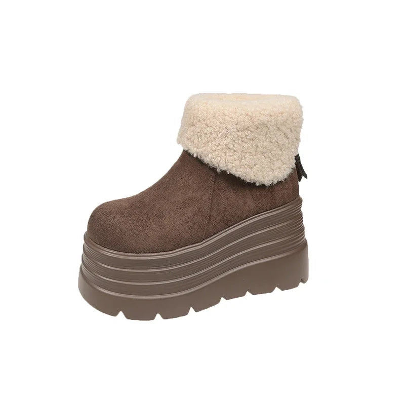 Ankle Flat with Modern Boots Round Toe Super High Heel Winter Ladies Shoes 2024 Hot Sale Solid Sewing Concise Women's Boots