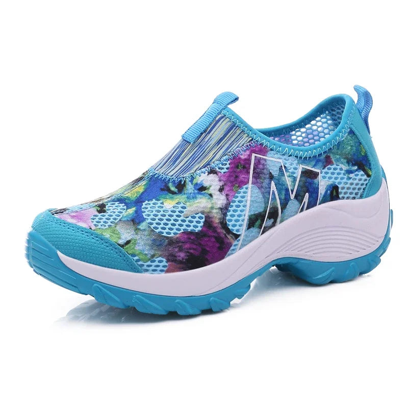 Summer Women's Outdoor Casual Shoes Breathable Sports Casual Shoes Thick Bottom Colorful Ladies Vulcanize Heighten Sneakers