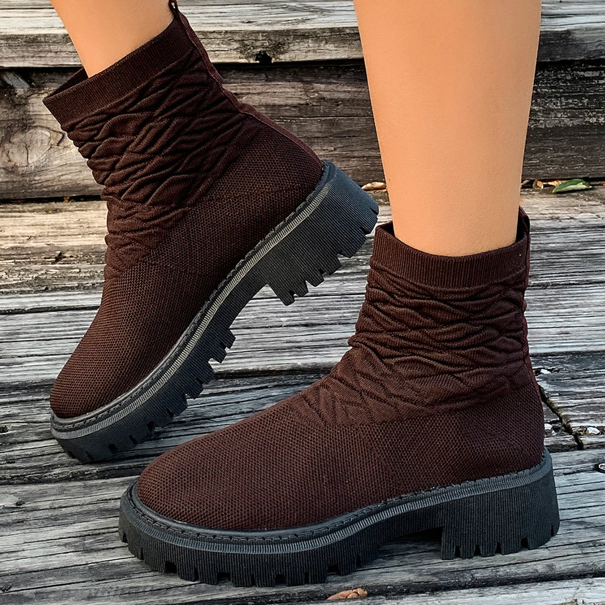 Women's Socks Shoes 2025 Spring Autumn New Fashion Breathable Casual Wedges Platform Ankle Boots Zapatos De Mujer Goth Boots