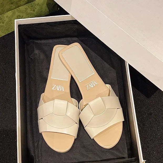 Summer Designer Women's Sandals, ZA Women's Slippers, Indoor Bathroom, Outdoor Walk, Flat Heeled Low Heeled Sandals