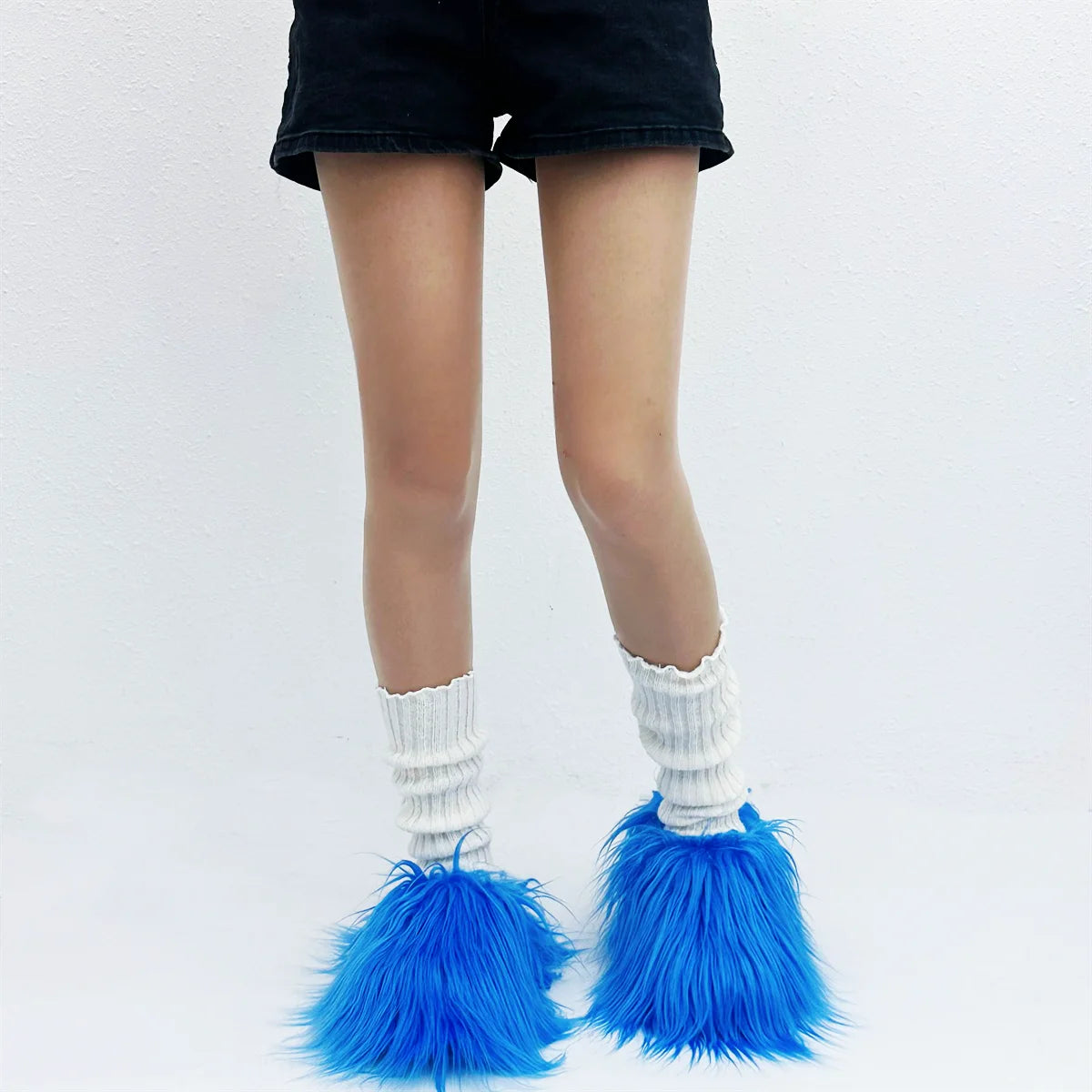 Luxury Fur Slippers Women's Round Toe Fur Slippers Women's Shoes Women's Thick Sole Half Slippers