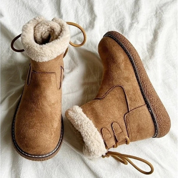 Flats Platform Snow Boots Woman Ankle Suede Warm Cozy Casual Shoes Women 2024 Trend Winter Short Plush Goth Zapatillas Female