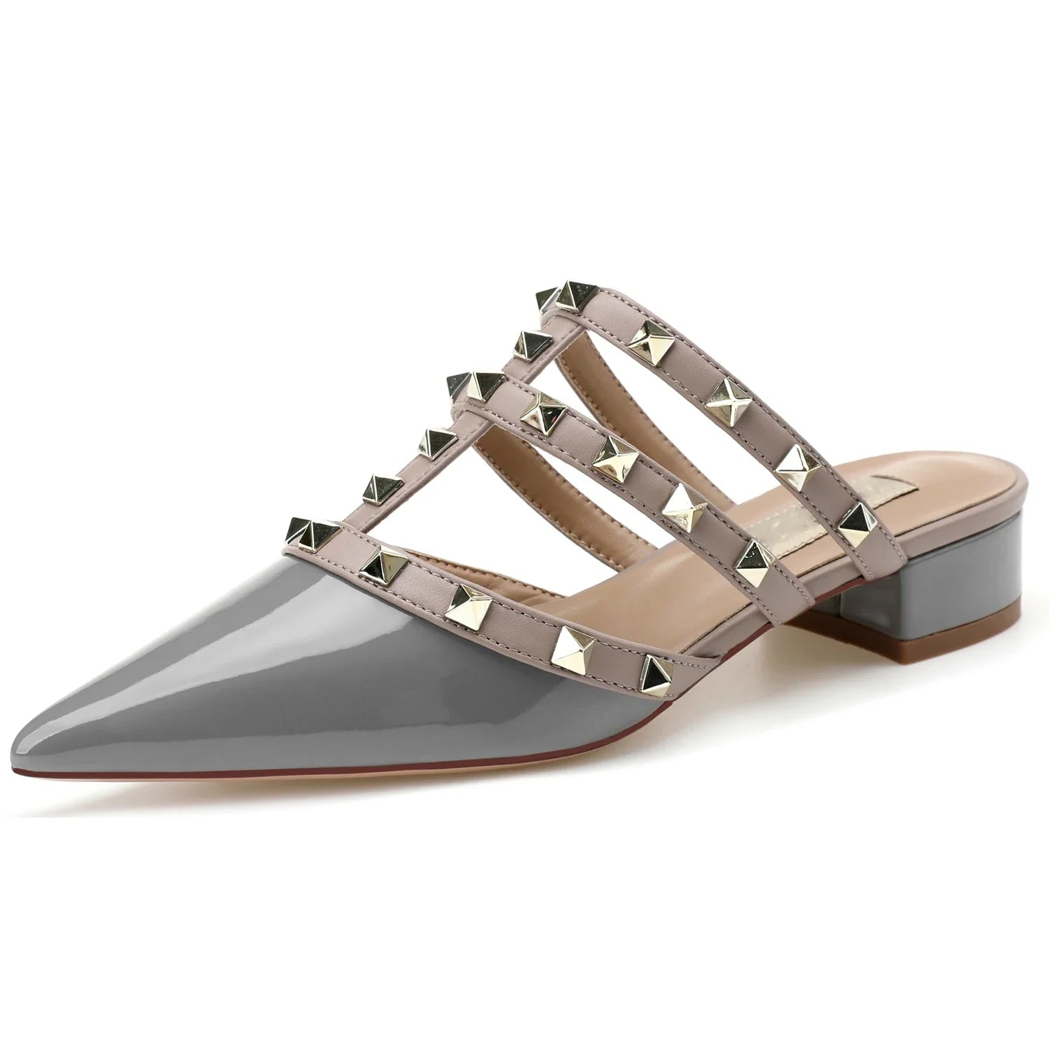 【Measure your feet length before order】Gladiator Women Thick High Heel Sandal Rivet Pointy Toe Fashion Prom Dress Shoe 68-CHC-33