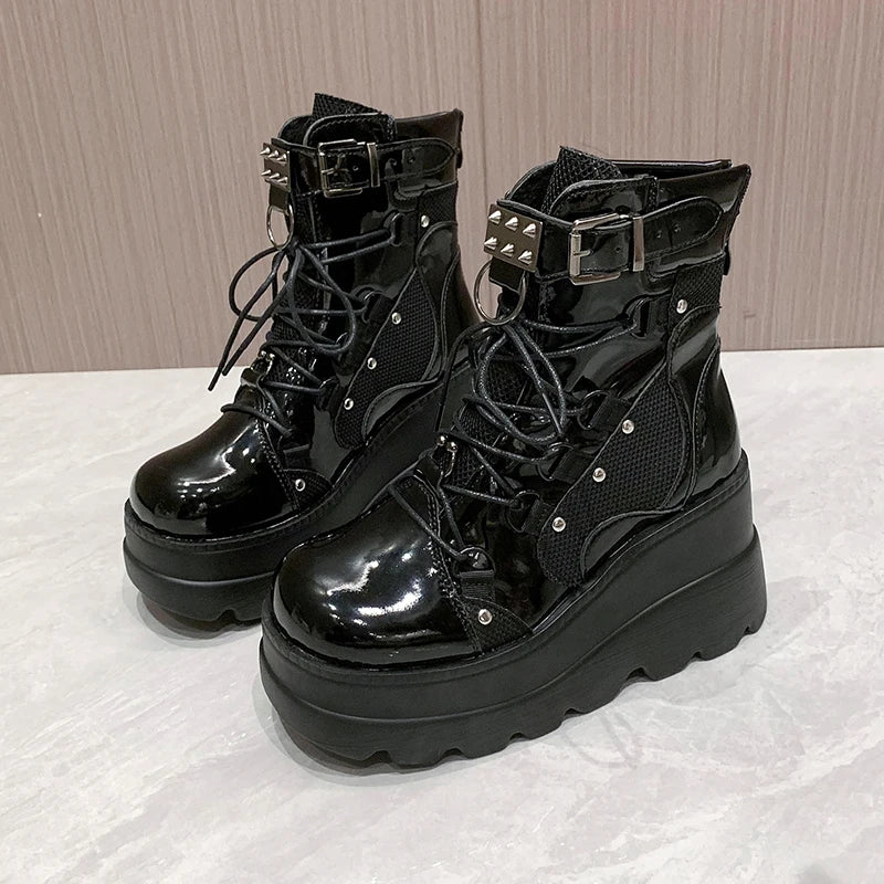 Women's Boots 2023 Autumn Women Ankle Boots Platform Wedges High Heels Short Boots New Fashion Design Zip Cosplay Shoes of Women