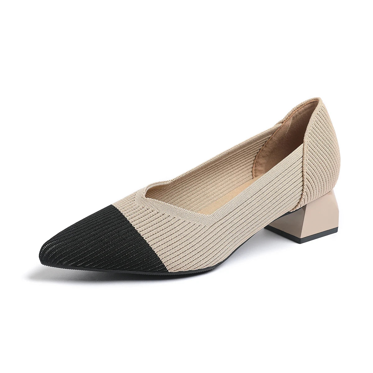 2025 Neue Damen High Heels Große 42/43 Mode Spitz Anti-Rutsch Gummi Unterseite Gestrickte Atmungsaktive Schuhe