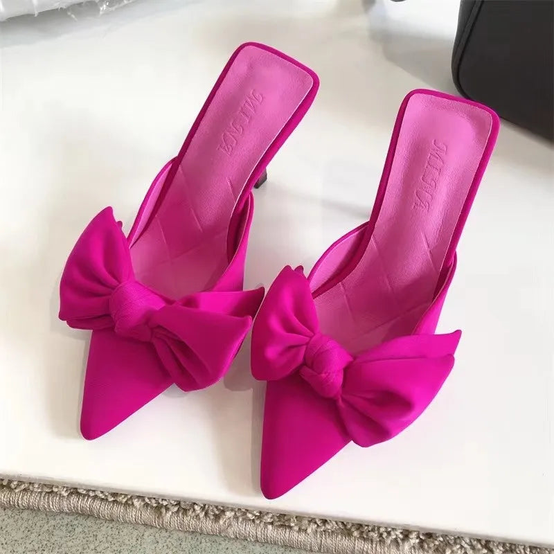 Sexy Butterfly Women's Shoes Bowknot Pumps Bow Pointed Toe High Heel Elegant Sandals Shallow Mouth Stiletto 2023 Ankle Stape
