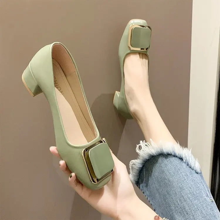 Women Ballerinas Square Toe Slip on Ballet Low Heel 2024 Women Loafers Leather Ladies Casual Women Shoes