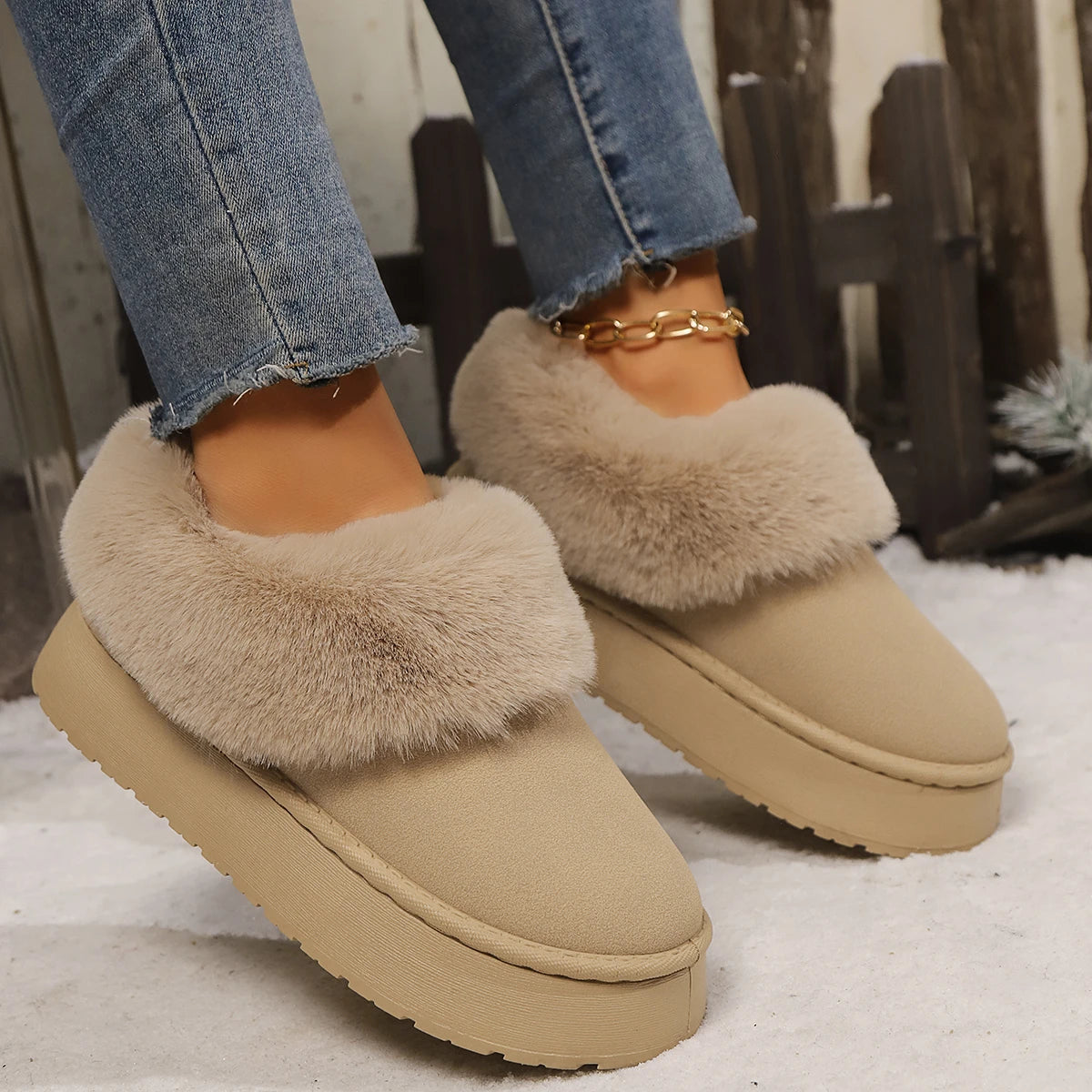 2024 New Warm Boots Women Winter Flats Shoes Short Plush Fur Ankle Snow Boots Casual Shoes Sport Suede Motorcycle Botas