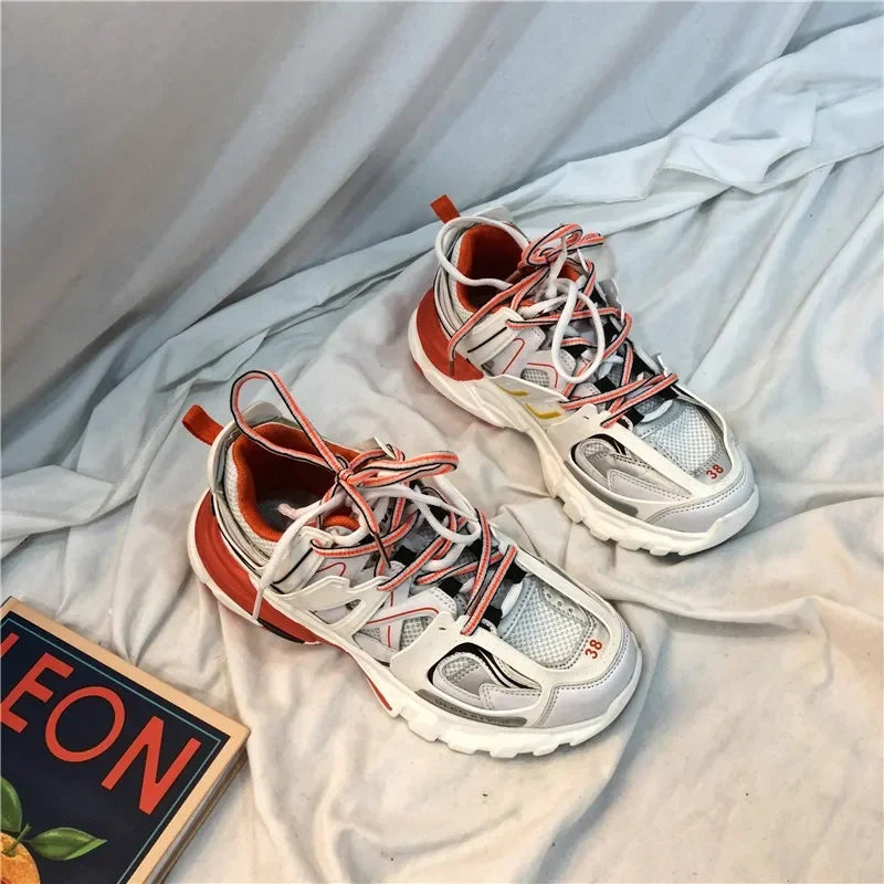 Women's Pink Chunky Running Shoes Sneakers Men Athletic Sports Sneakers Zaptillas Deporte MujerTracking Shoes Chaussure Homme