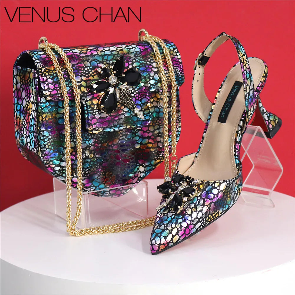 Italian Design African Ladies Party Shoes and Bag Nigerian Fashion Lace Mini Bags and High Heel Pointed Shoes