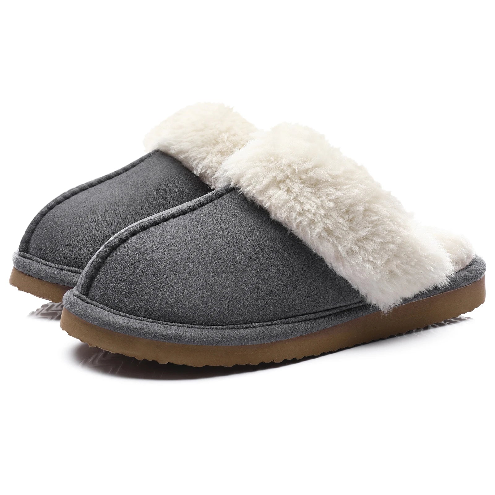 Kidmi Winter Women Fuzzy Slippers Classic Brand Fluffy House Shoes Indoor Warm Suede Cozy Slippers Casual Non-slip Cotton Shoes