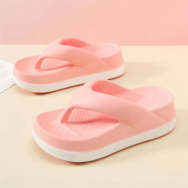 Women Fashion Flip Flops Thick Sole Wedge Heels Sandals Girls Outdoor Slides Non-Slip Homes Slippers