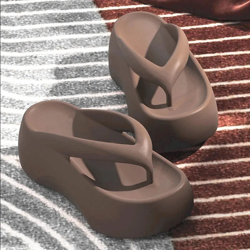 7.0 Thick Soles Raised Height Touching Character Slippers For Women To Wear Outdoors 2024 Summer Indoor Home Beach Slippers