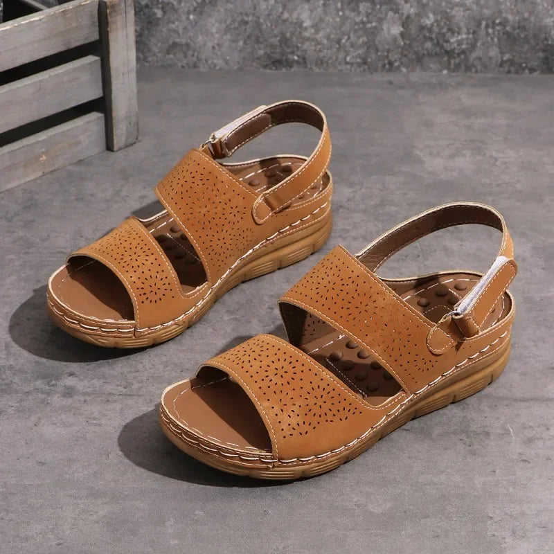 2024 High Quality Shoes Female Plus Size Women's Sandals Summer Casual Sandals Women Hollow Platform Wedge Rome Shoes Women