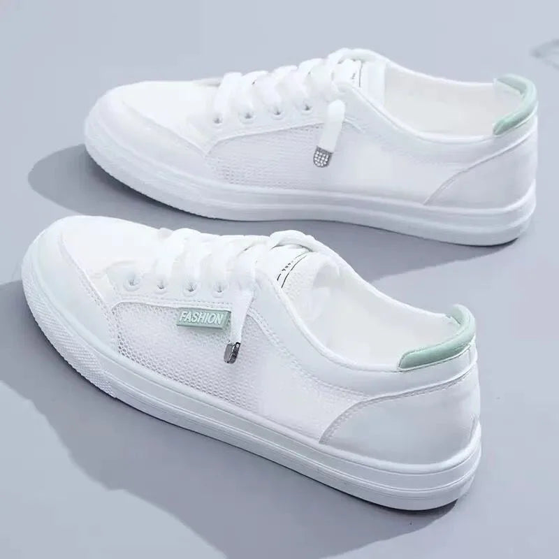 Women Sneakers Women's Vulcanize Shoes Spring Autumn Breathable Flats Solid Color Mesh Shoes Young Woman Casual White Shoes