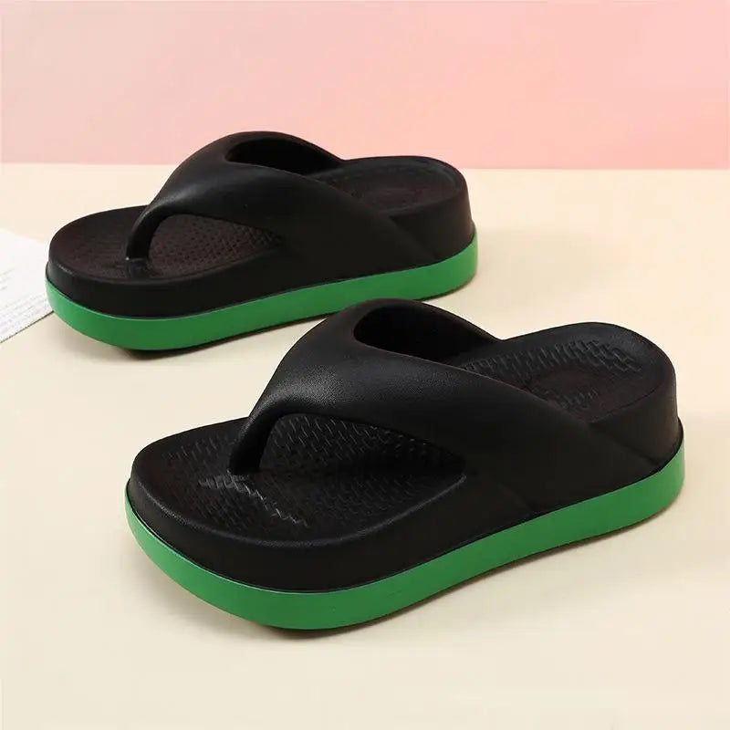 Women Fashion Flip Flops Thick Sole Wedge Heels Sandals Girls Outdoor Slides Non-Slip Homes Slippers