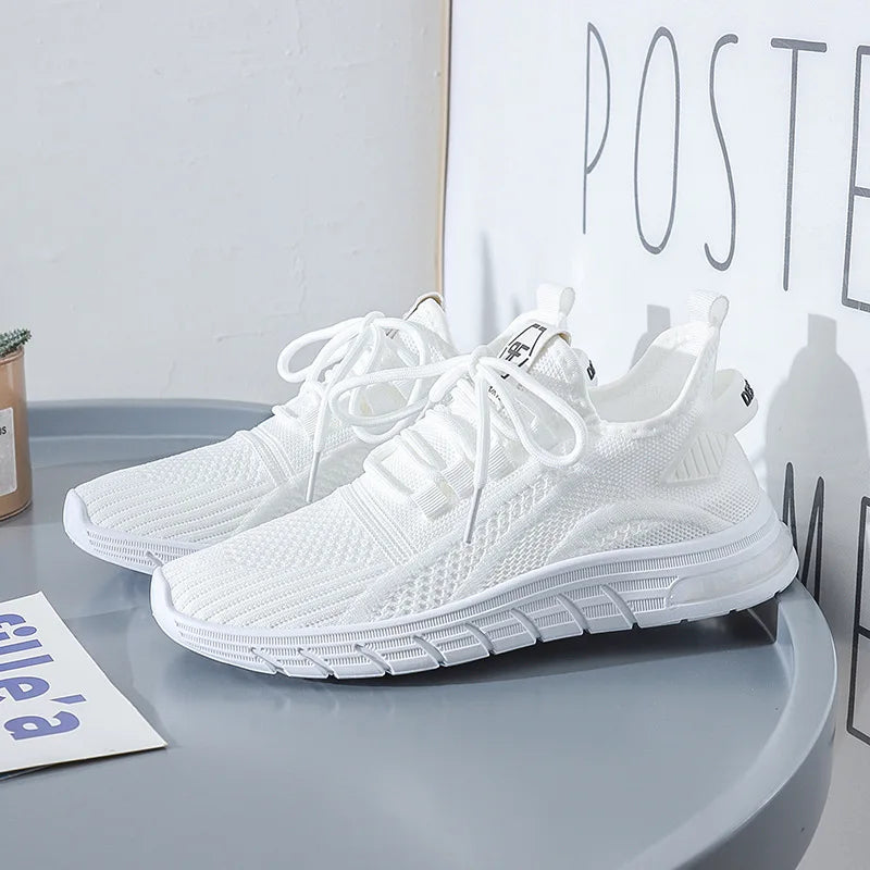 Women Fashion Casual Sneakers Comfortable Mesh Lace-Up Ladies Sport Shoes Women's Walking Mesh Flat Breathable Vulcanized Shoes