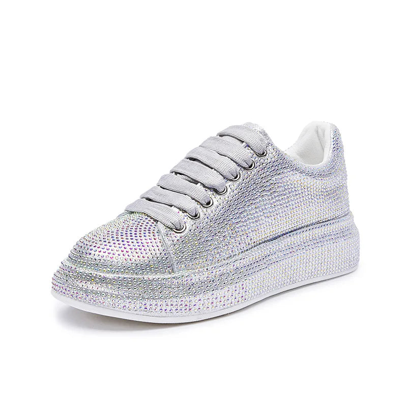 Designer Sneakers for Women 2023 New Spring Shiny Rhinestones Women's Vulcanize Shoes Fashion Autmn Platform Casual Shoes Female