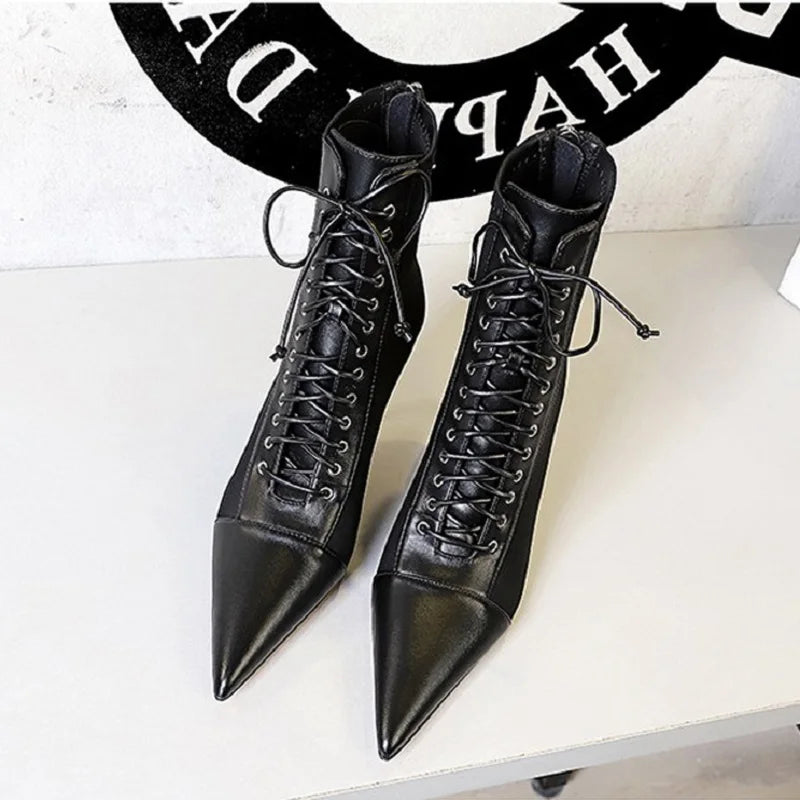 BIGTREE 2025 New Winter Women Shoes Sexy Women Ankle Boots Pointed Toe Stiletto High Heel Boots Plus Size 42 43