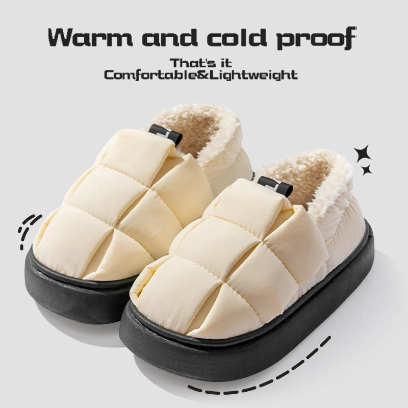 Baumwollpantoffeln für Damen im Herbst und Winter, mit zusätzlichem Samt für Wärme im Haus, dicker Bodenbeutel für Herren