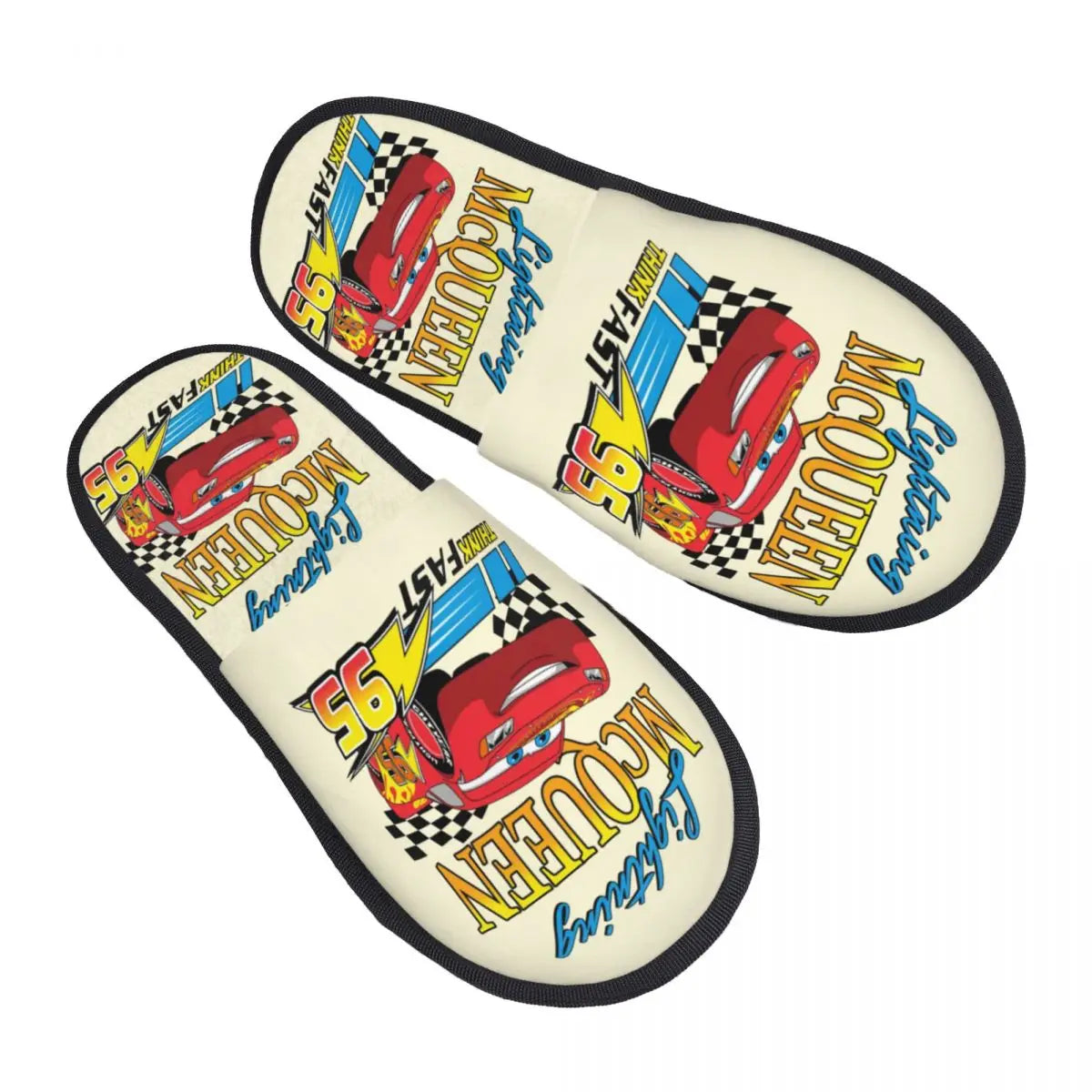Custom Lightning McQueen Sport Cars Soft Scuff With Memory Foam Slippers Women Spa House Shoes