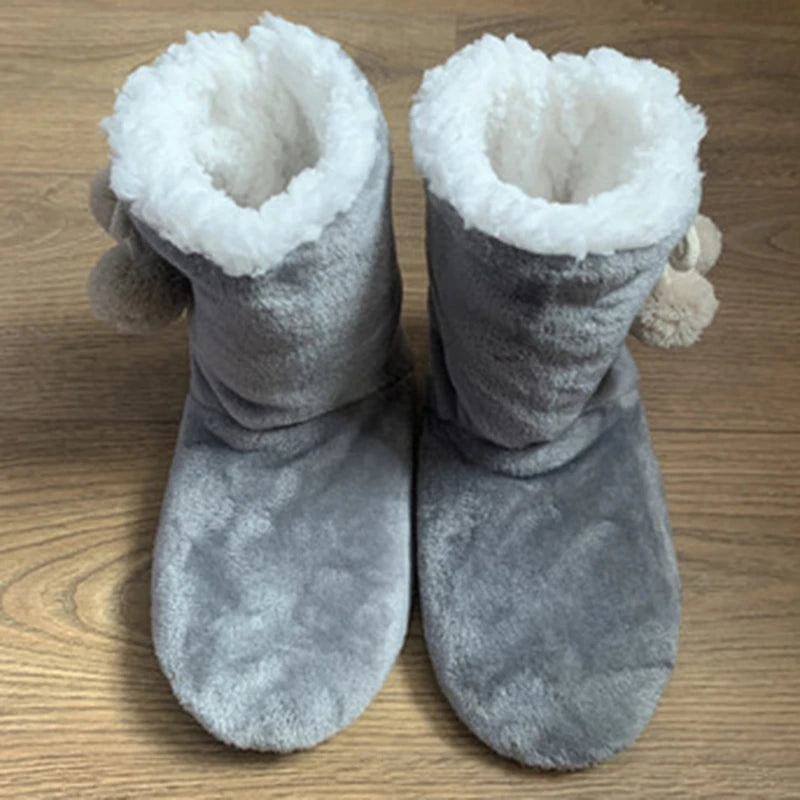 Winter Adult Men And Women Thick Warm Floor Shoes High Tube Non-Slip Indoor Cotton Shoes Plush Home Slippers Shoes Women