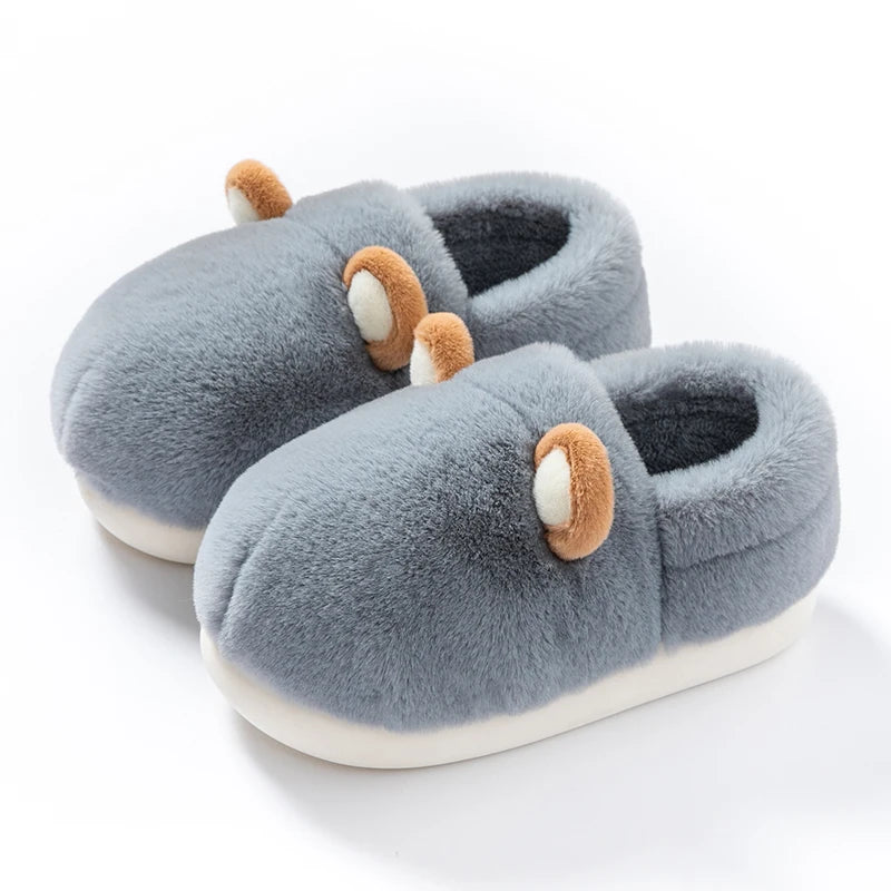 Cotton slippers for women autumn and winter indoor home anti slip and plush insulation men's cotton slippers for external wear