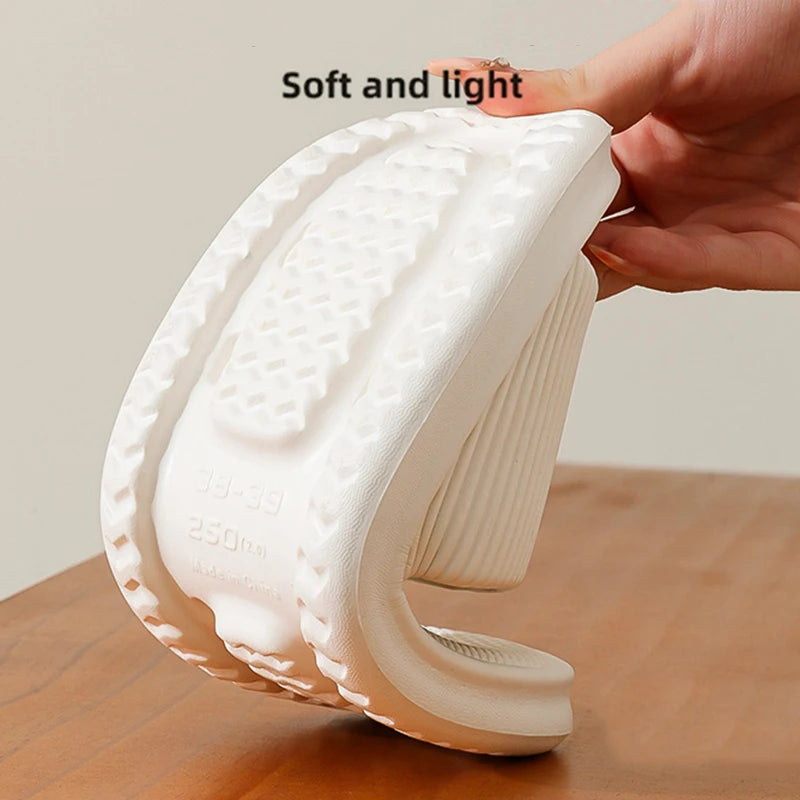Lightweight Non-Slip Bathroom Home Slippers Women 2024 Summer Soft Eva Platform Slides Shoes Woman Couples Flat Flip Flops Mujer