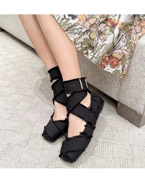 2024 New Summer Flats Fashion Square Toe Women Shoes Casual Slip-On Genuine Leather Shoes Women Zapatos De Mujer Size 35-41 Hot