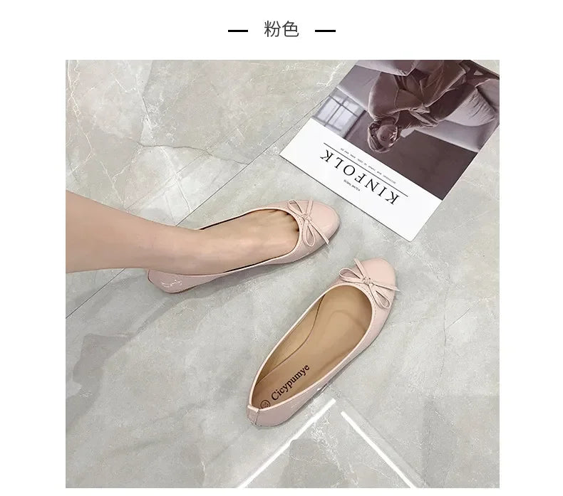 Ballet Flats Shoes Women Classics Casual Loafers Red Patent Leather Lady Fashion Design Bowknot Shoes for Woman's Spring/Autumn